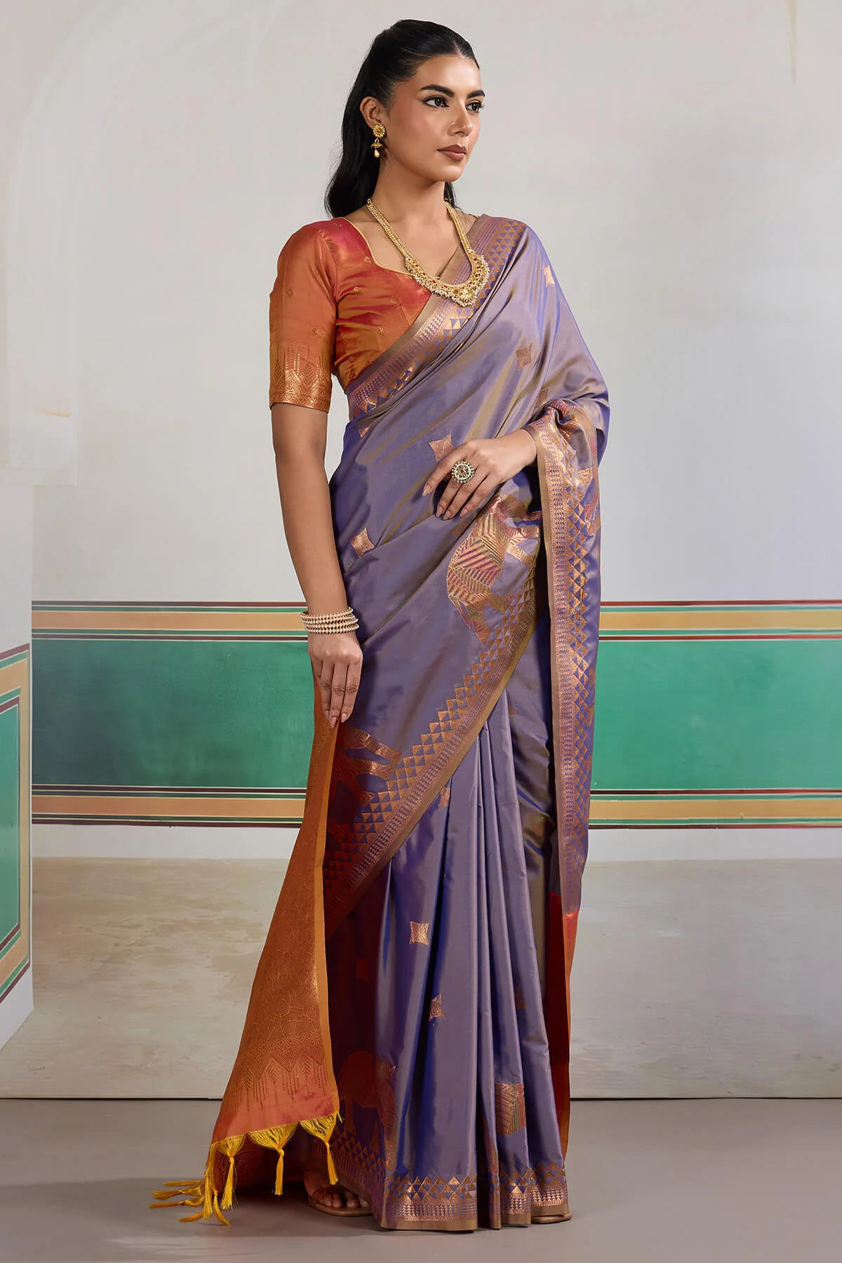 Adorning Blue Pure Zari Weaving Banarasi Silk Saree With Jubilant Blouse Piece - Image 3