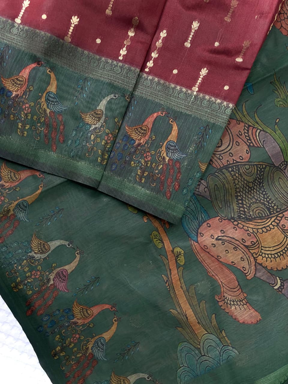 Adorning Wine Soft Chanderi Silk Printed Saree With Susurrous Blouse Piece - Image 2