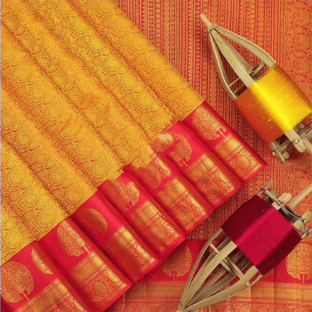 Adorning Yellow Soft Banarasi Silk Saree With Flattering Blouse Piece - Image 5