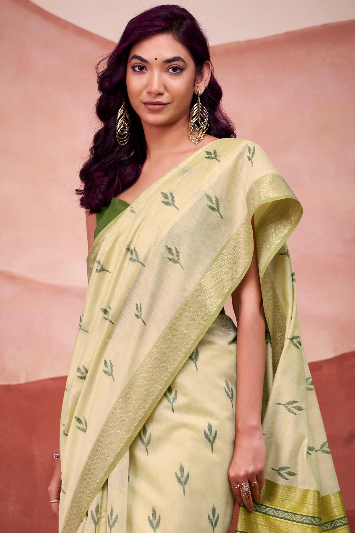 Ailurophile Pista Cotton Silk Saree With Gratifying Blouse Piece - Image 3