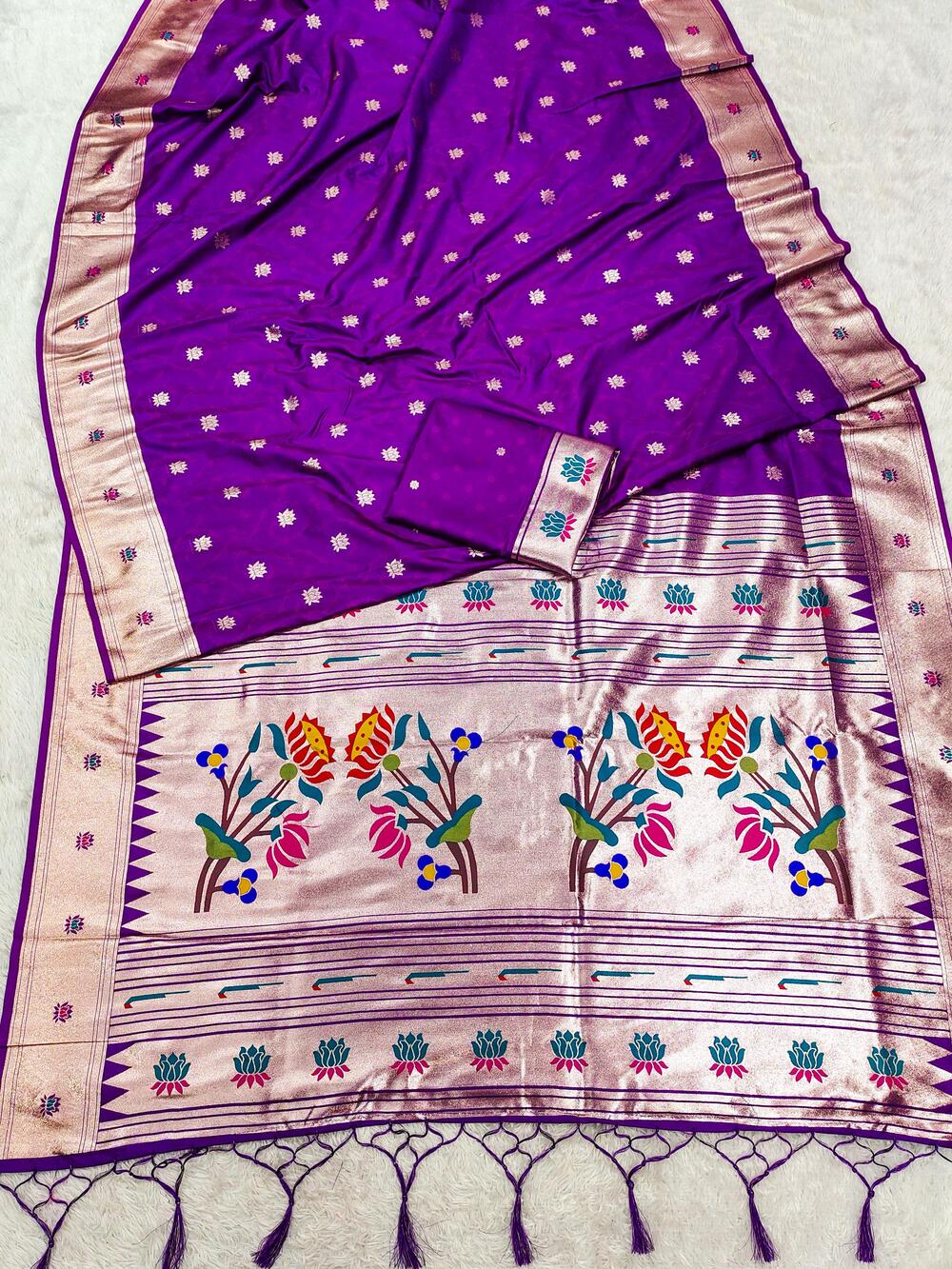 Allure Purple Paithani Silk Saree With Beautiful Blouse Piece