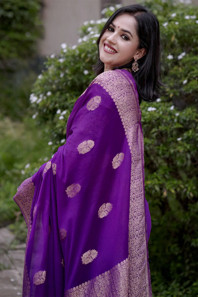 Amazing Purple Soft Silk Saree With Surpassing Blouse Piece - Image 5