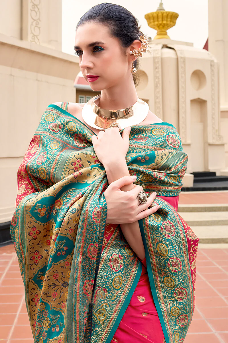 Appealing Dark Pink Soft Banarasi Silk Saree With Wonderful Blouse Piece - Image 4