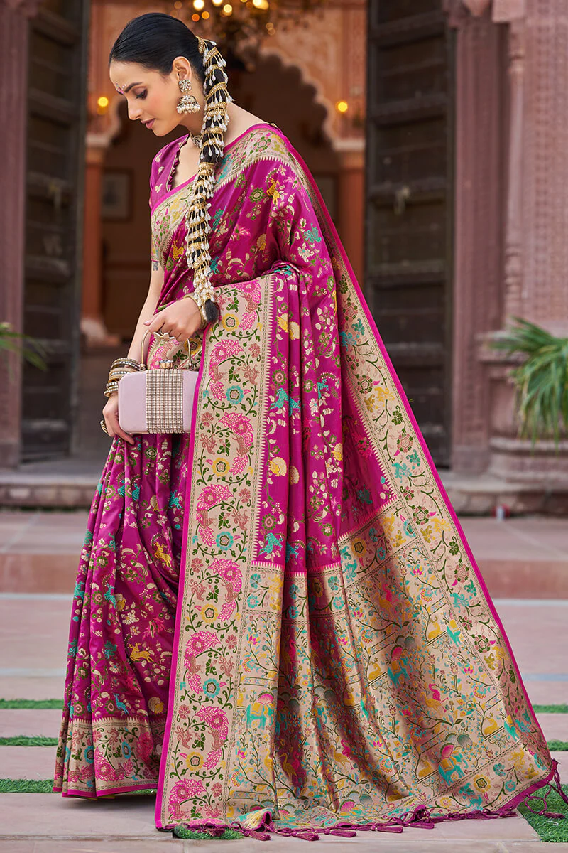 Appealing Magenta Paithani Silk Saree With Enthralling Blouse Piece - Image 4