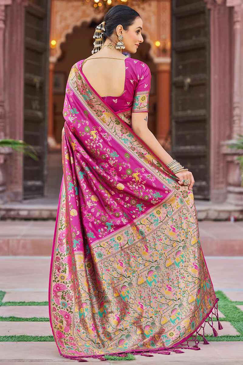Appealing Magenta Paithani Silk Saree With Enthralling Blouse Piece - Image 5