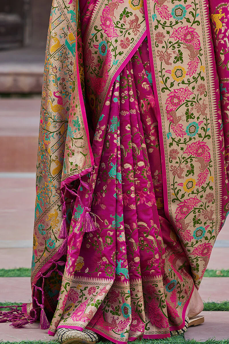 Appealing Magenta Paithani Silk Saree With Enthralling Blouse Piece - Image 6
