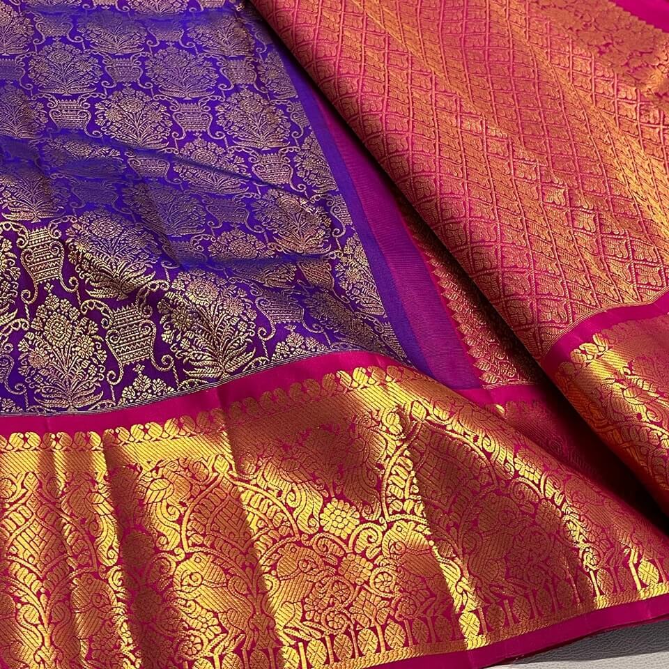 Arresting Purple Soft Banarasi Silk Saree With Jazzy Blouse Piece - Image 3