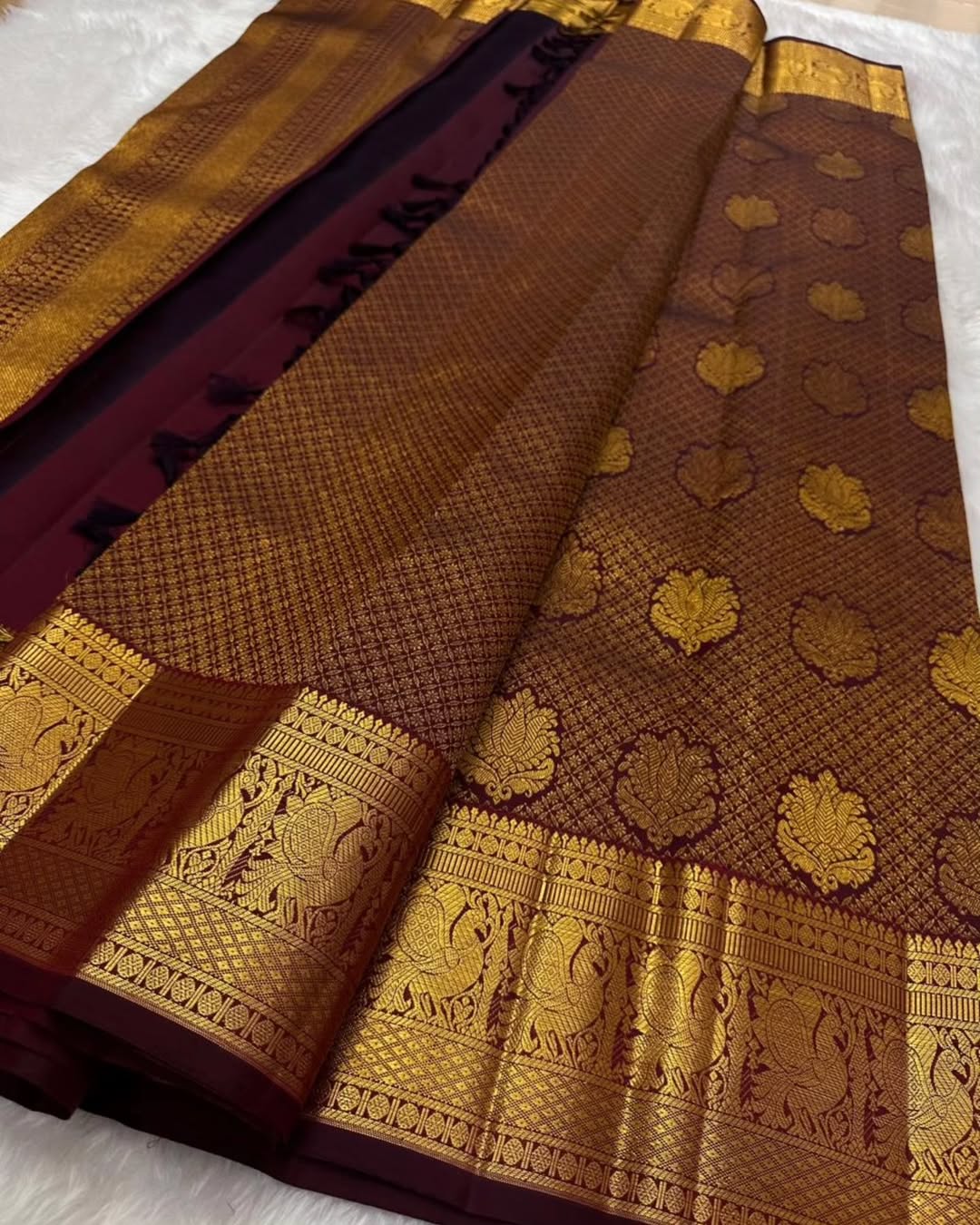 Assemblage Wine Soft Banarasi Silk Saree With Fairytale Blouse Piece - Image 2