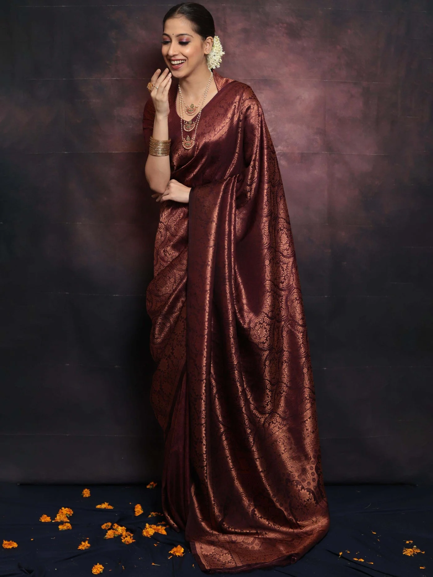Beleaguer Maroon Soft Silk Saree With Traditional Blouse Piece - Image 4