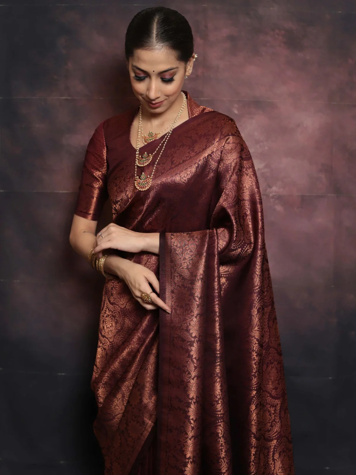 Beleaguer Maroon Soft Silk Saree With Traditional Blouse Piece - Image 6