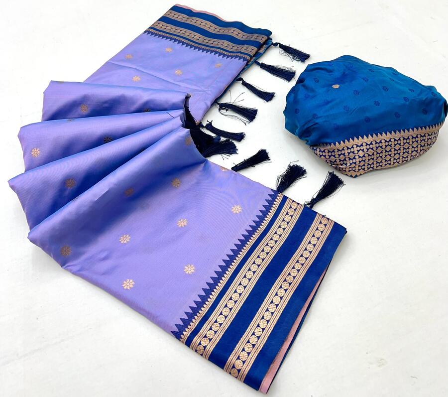 Blissful Lavender Soft Banarasi Silk Saree With Sonorous Blouse Piece - Image 2