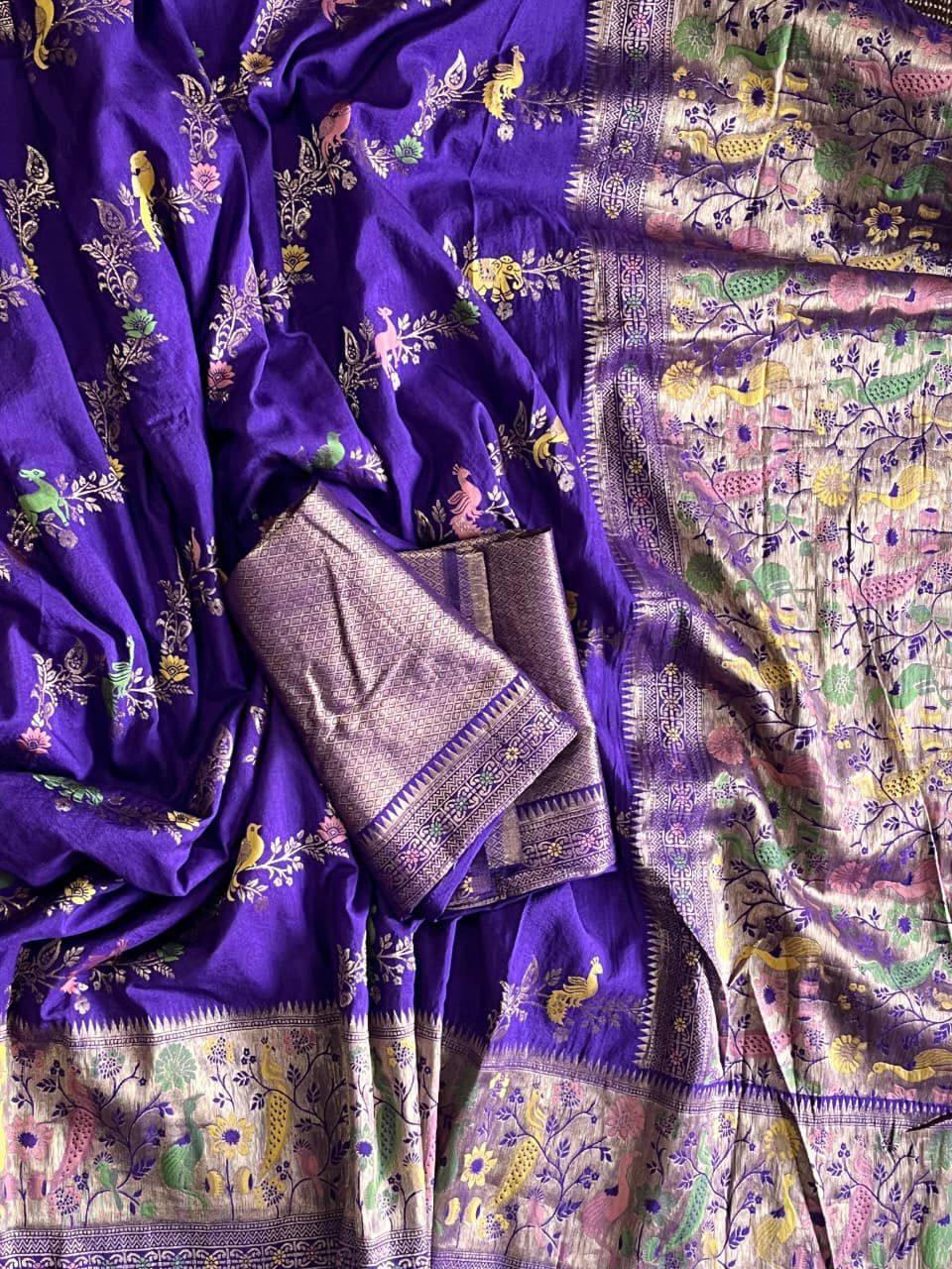 Blissful Royal Purple Soft Banarasi Silk Saree With Sumptuous Blouse Piece - Image 2