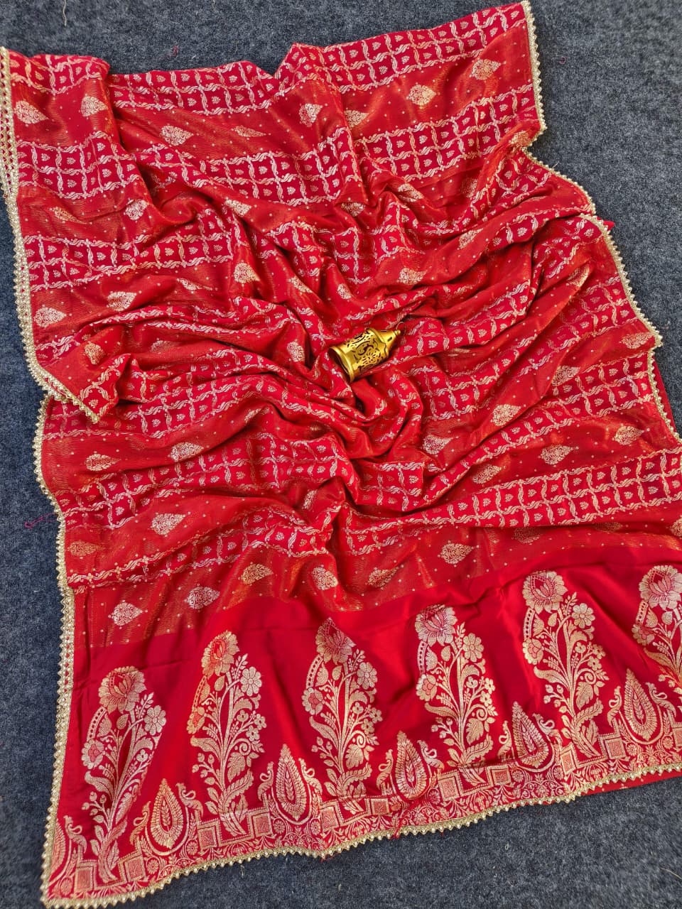 Brood Red Banarasi Dola Silk Saree With Adorable Blouse Piece - Image 2