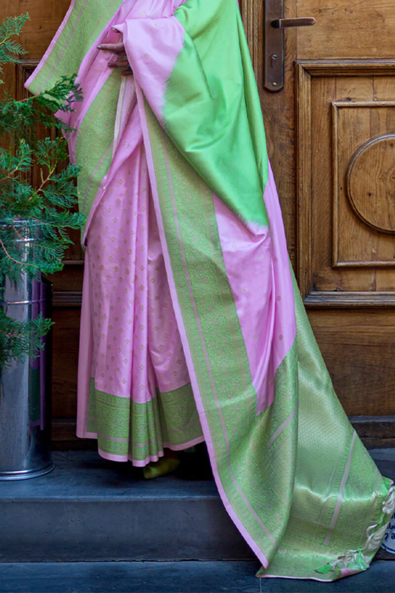 Conflate Firozi Soft Banarasi Silk Saree With Ephemeral Blouse Piece - Image 3