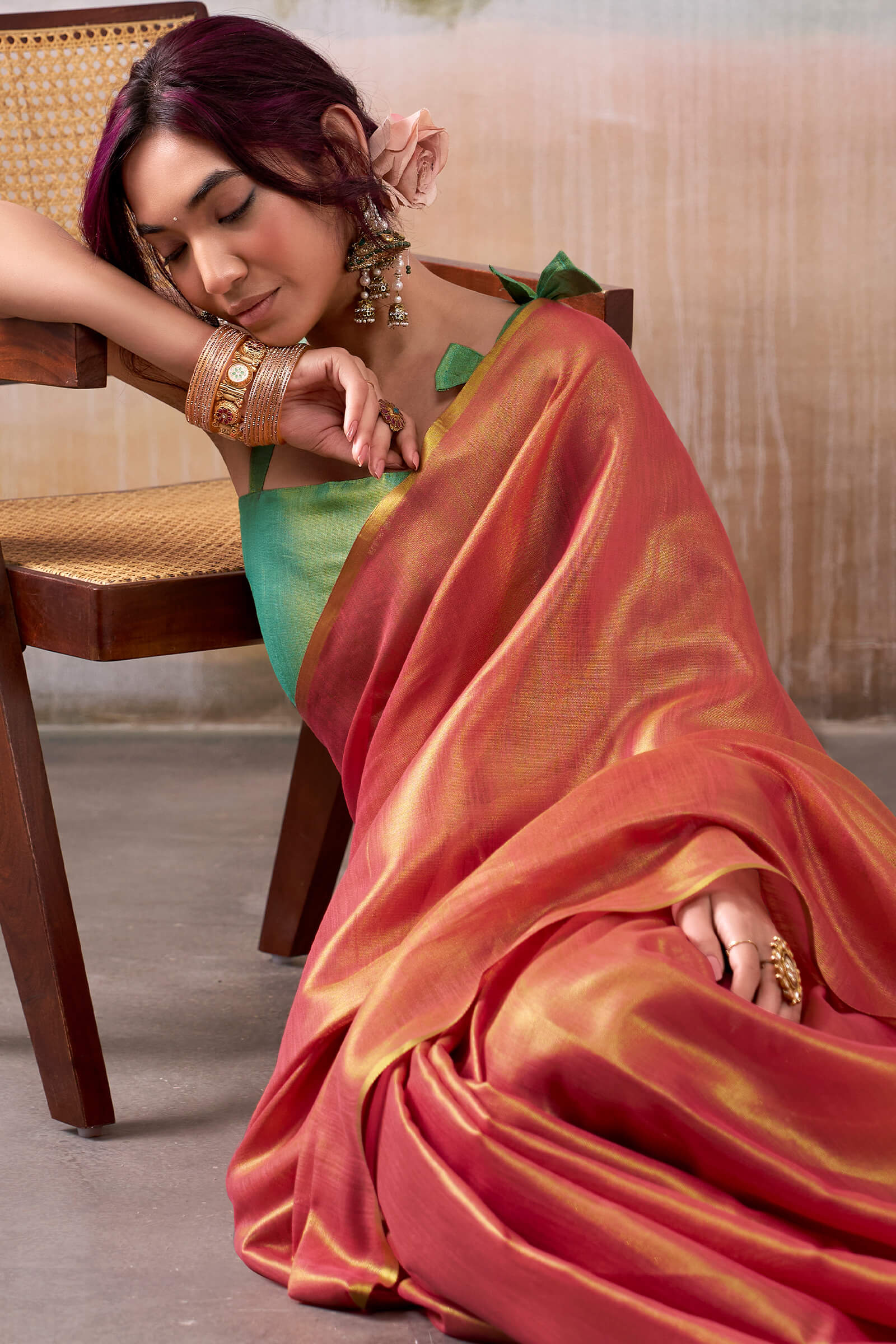 Cynosure Pink Soft Banarasi Tissue Silk Saree With Energetic Blouse Piece - Image 5