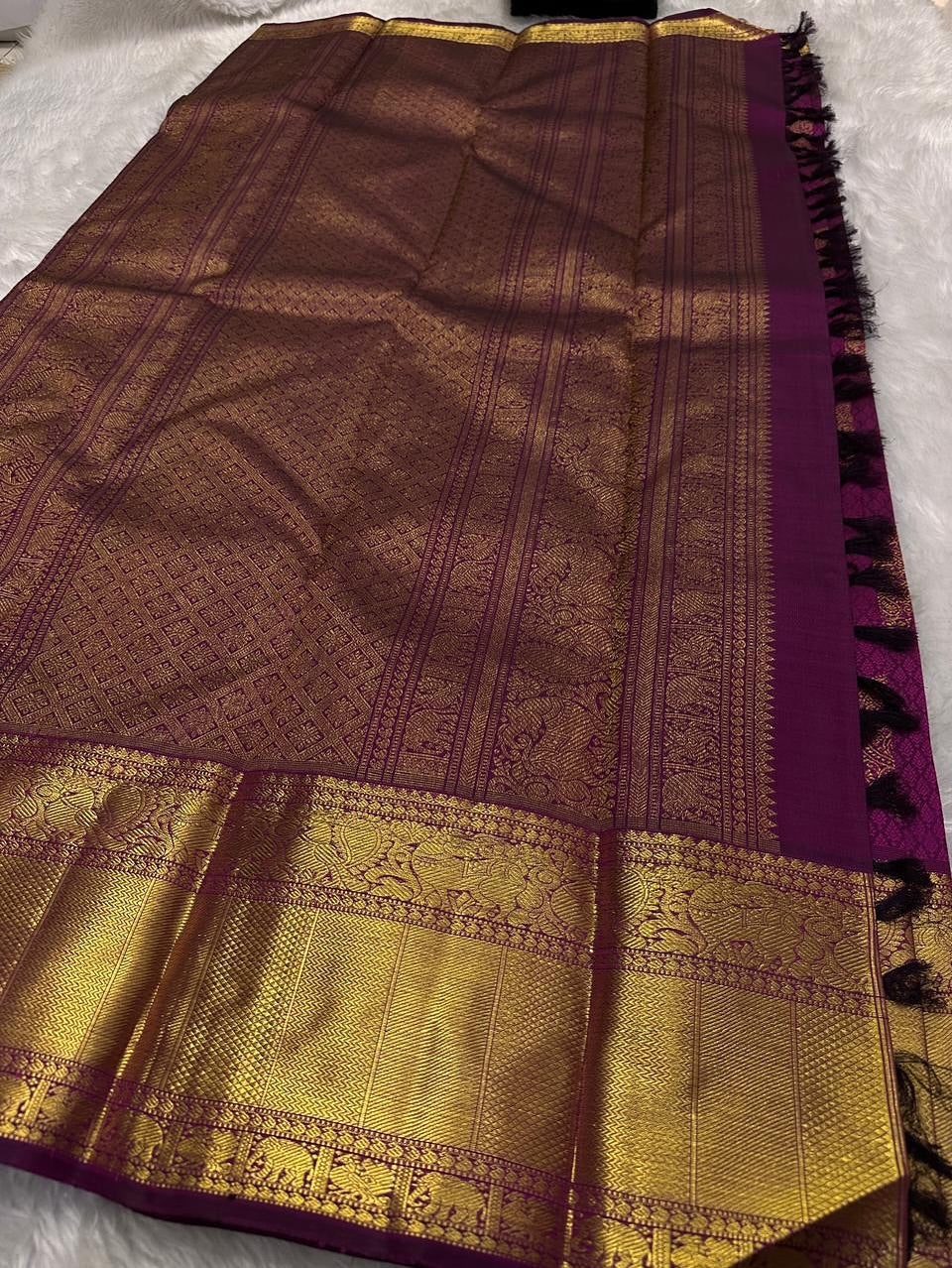 Cynosure Purple Soft Banarasi Silk Saree With Sempiternal Blouse Piece - Image 4
