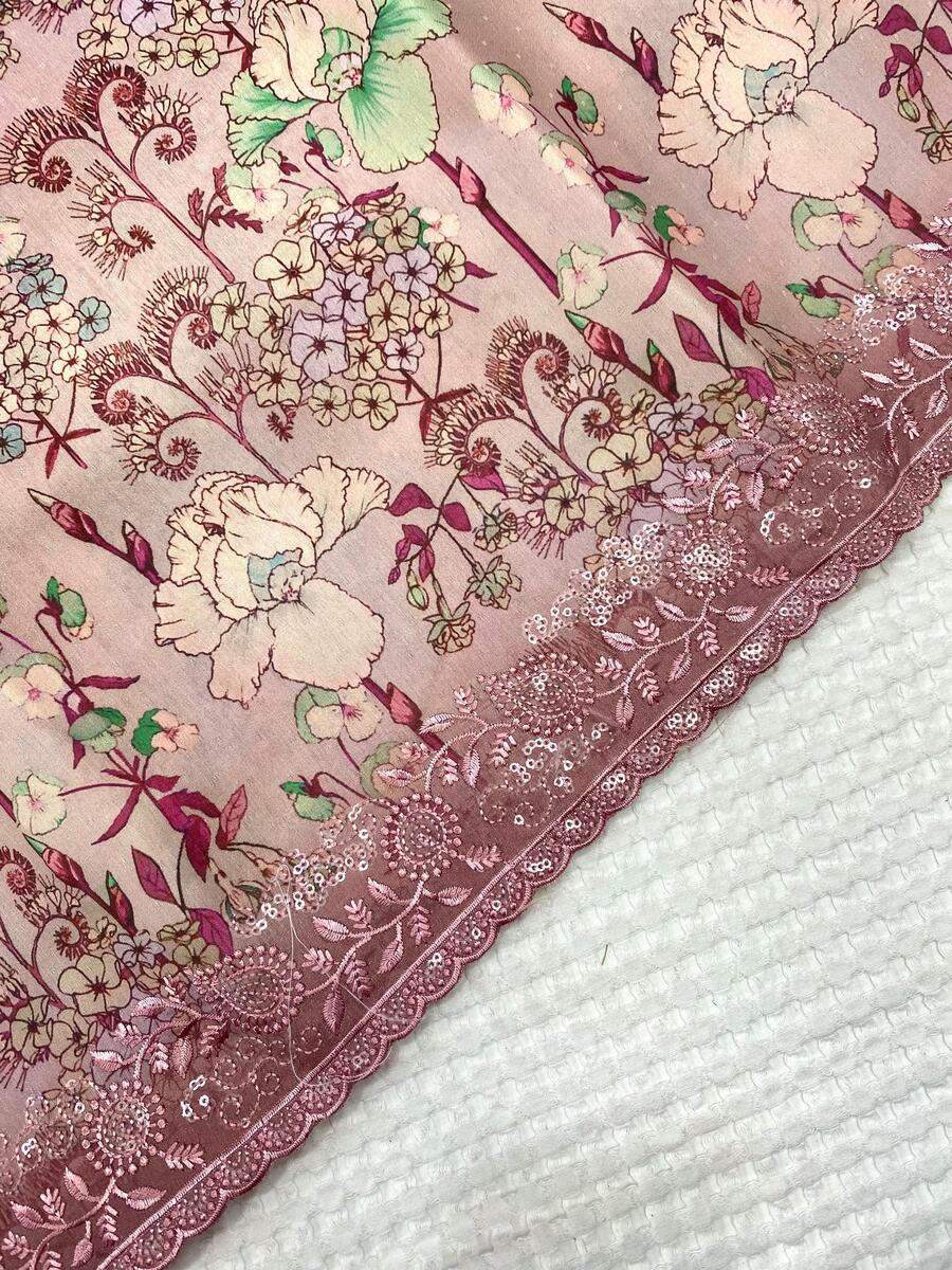 Cynosure Wine Embroidery Work Tussar Silk Saree With Flaunt Blouse Piece - Image 3