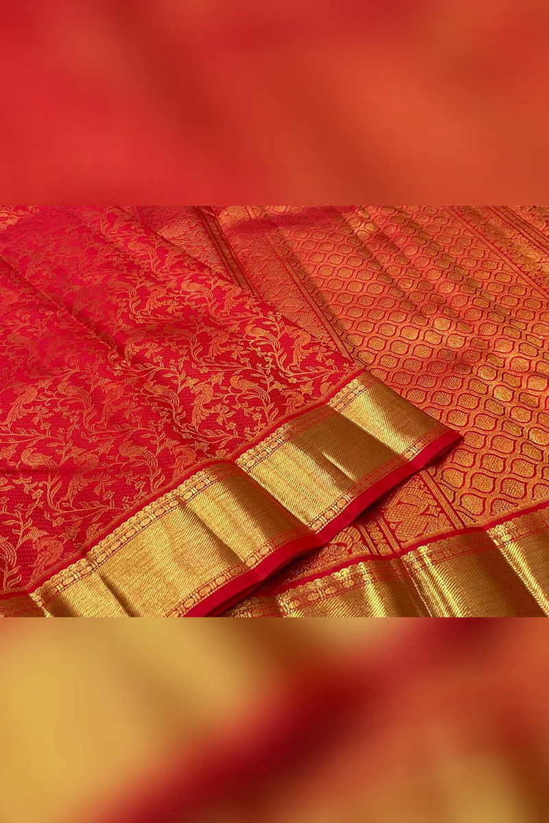 Dalliance Red Soft Banarasi Silk Saree With Panoply Blouse Piece - Image 3