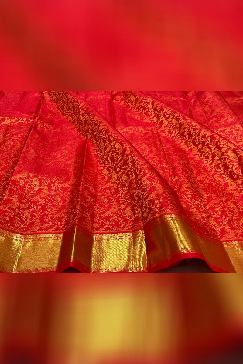 Dalliance Red Soft Banarasi Silk Saree With Panoply Blouse Piece - Image 4