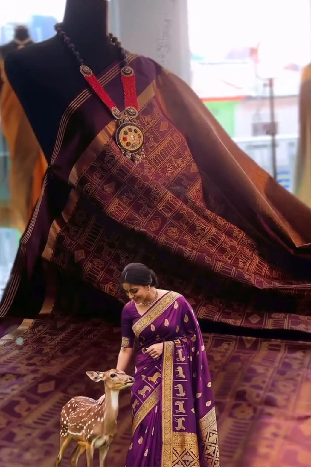 Demure Purple Soft Banarasi Silk Saree With Petrichor Blouse Piece - Image 3