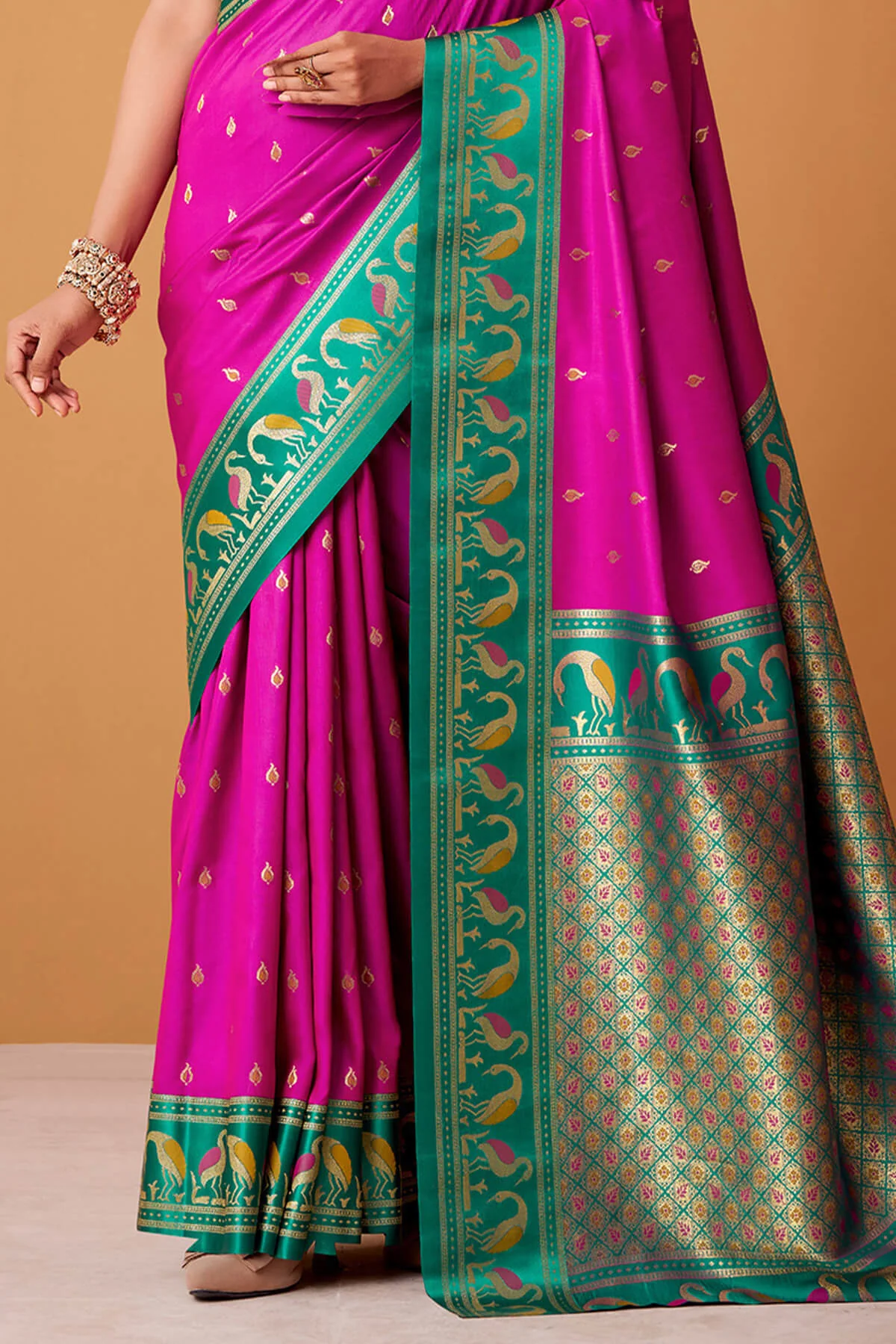 Designer Magenta Banarasi Satin Silk Saree With Preferable Blouse - Image 5
