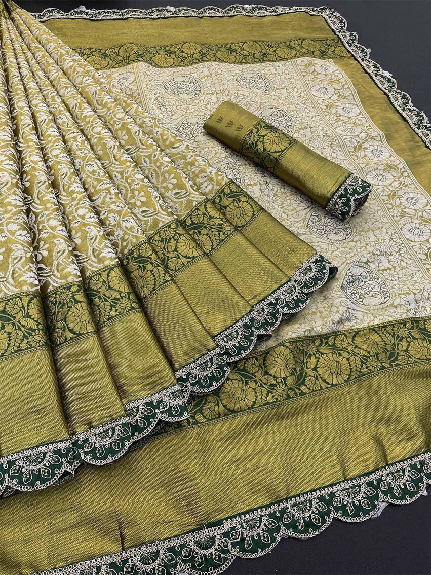 Desirable Beige Kanjivaram Silk Saree With Bewitching Blouse Piece - Image 2