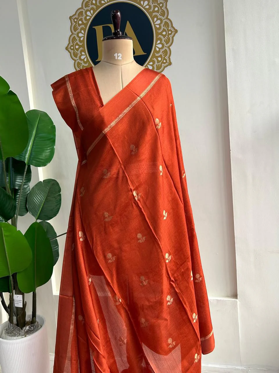 Desirable Orange Banarasi Khadi Silk Saree With Desiring Blouse Piece - Image 5