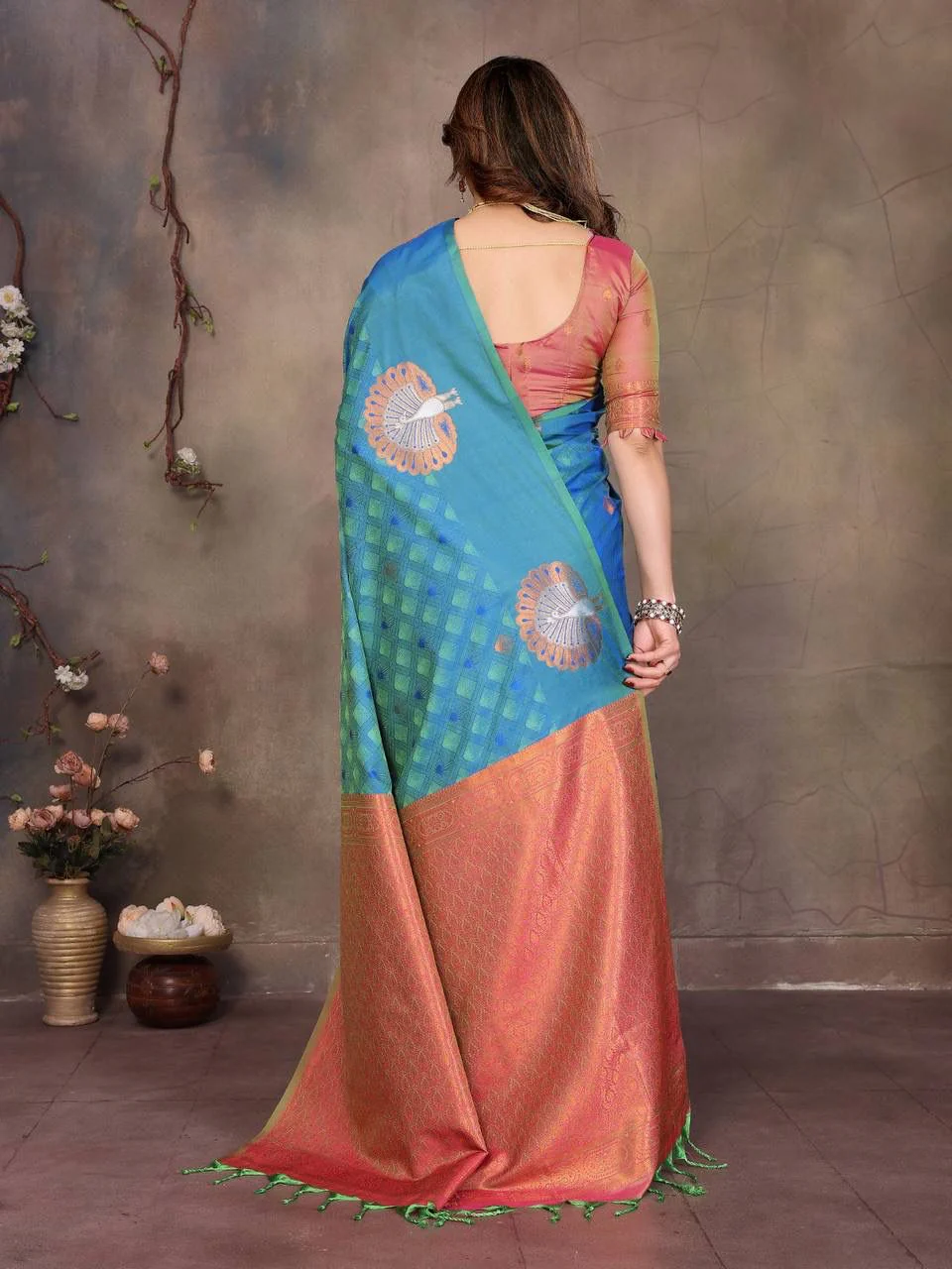 Devastating Blue Soft Banarasi Silk Saree With Majesty Blouse Piece - Image 6