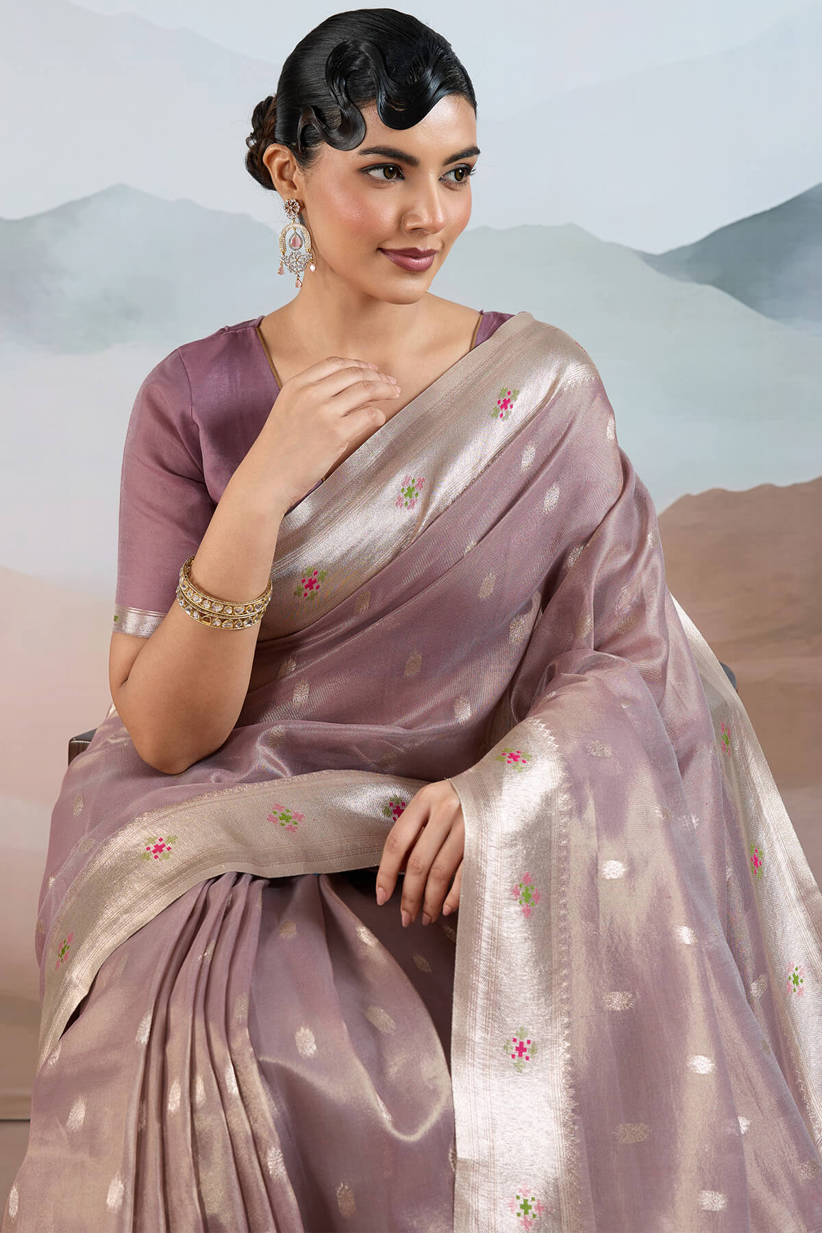 Dulcet Lavender Paithani Pure Tissue Silk Saree With Susurrous Blouse Piece - Image 2