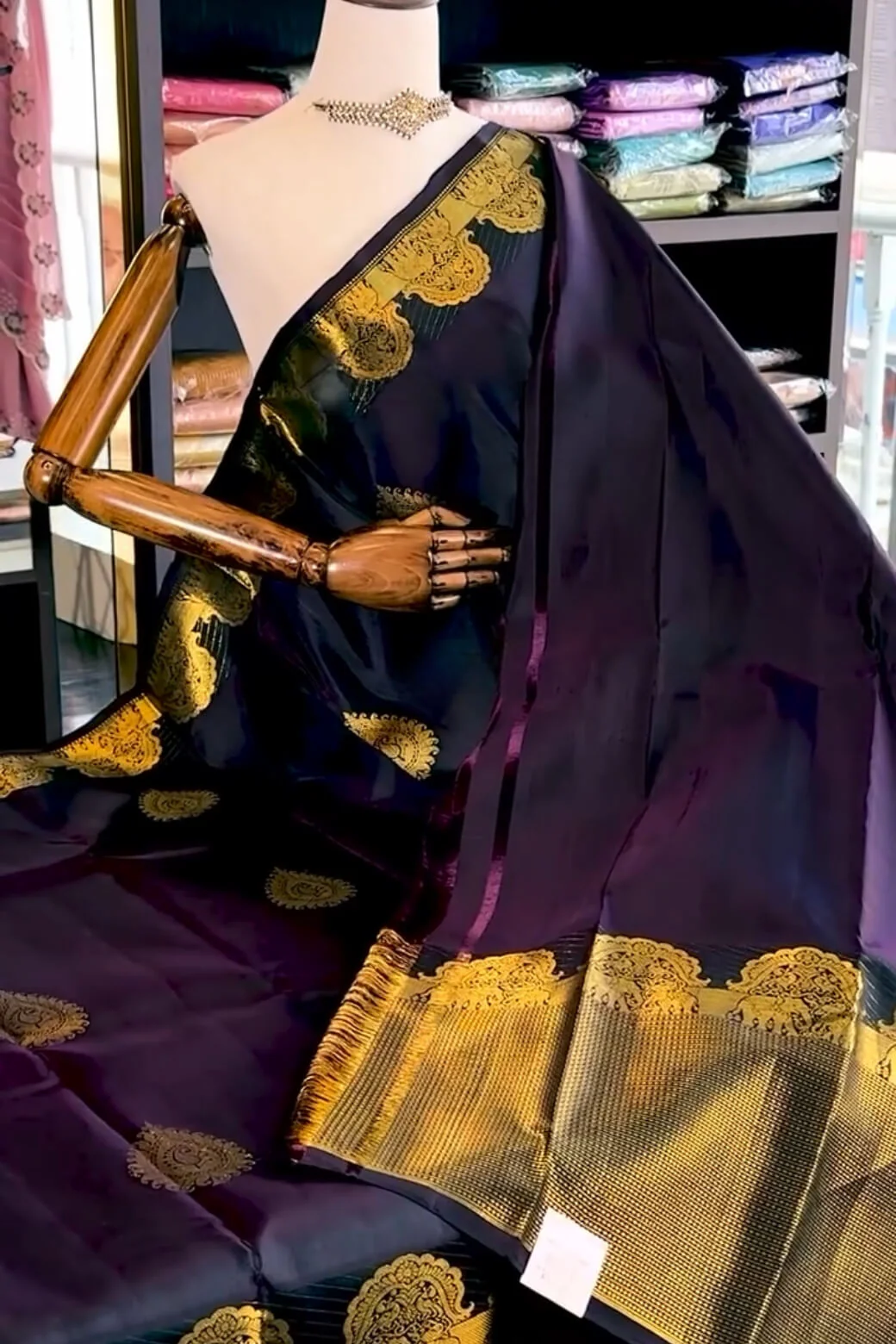 Ebullience Purple Soft Banarasi Silk Saree With Staring Blouse Piece - Image 2