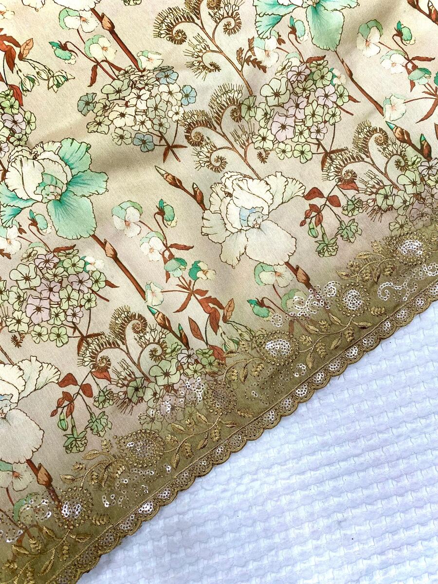 Elaborate Mustard Embroidery Work Tussar Silk Saree With Preferable Blouse Piece - Image 3