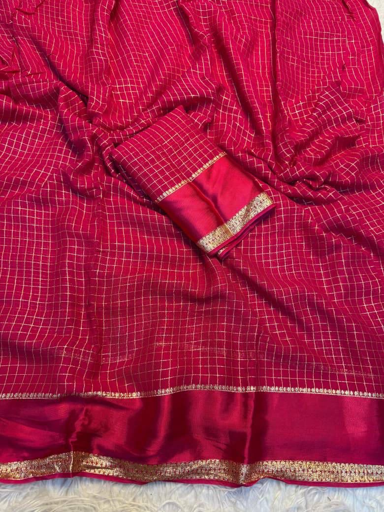 Elision Dark Pink Banarasi Viscose Silk Saree With Woebegone Blouse Piece - Image 5