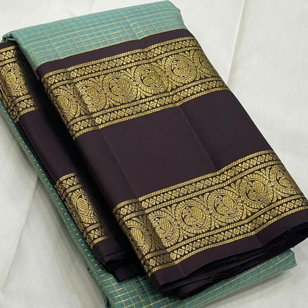 Enticing Firozi Soft Silk Saree With Gratifying Blouse Piece - Image 4