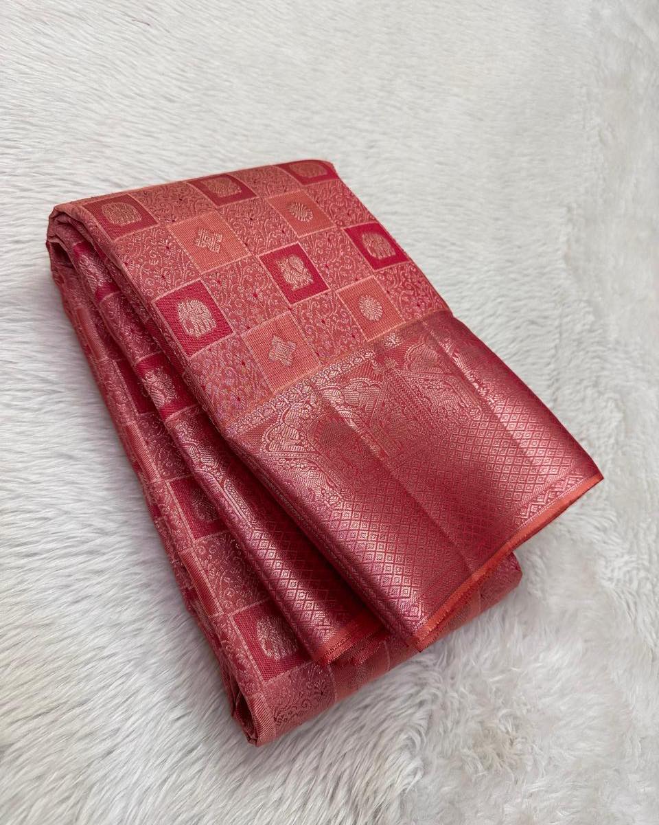 Epiphany Pink Soft Silk Saree With Phenomenal Blouse Piece