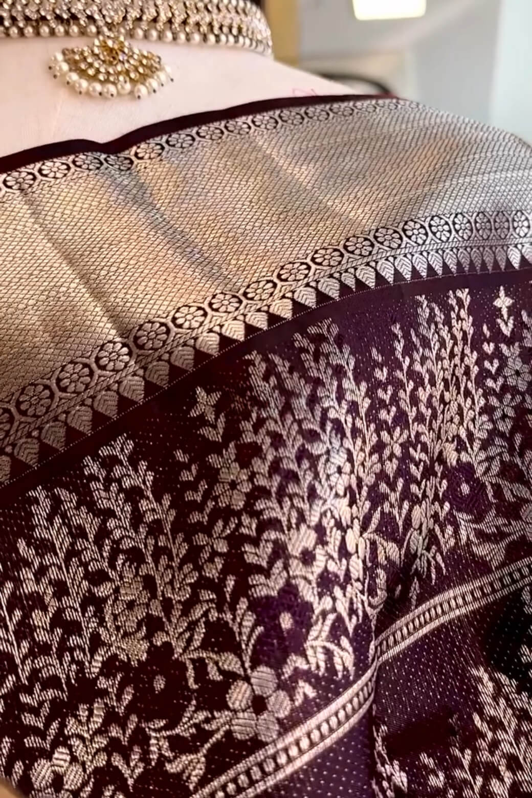 Epiphany Wine Soft Banarasi Silk Saree With Devastating Blouse Piece - Image 3