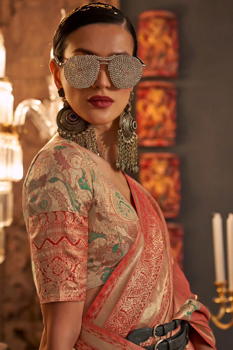 Exceptional Orange  Soft Banarasi Silk Saree With Preferable Blouse Piece - Image 2