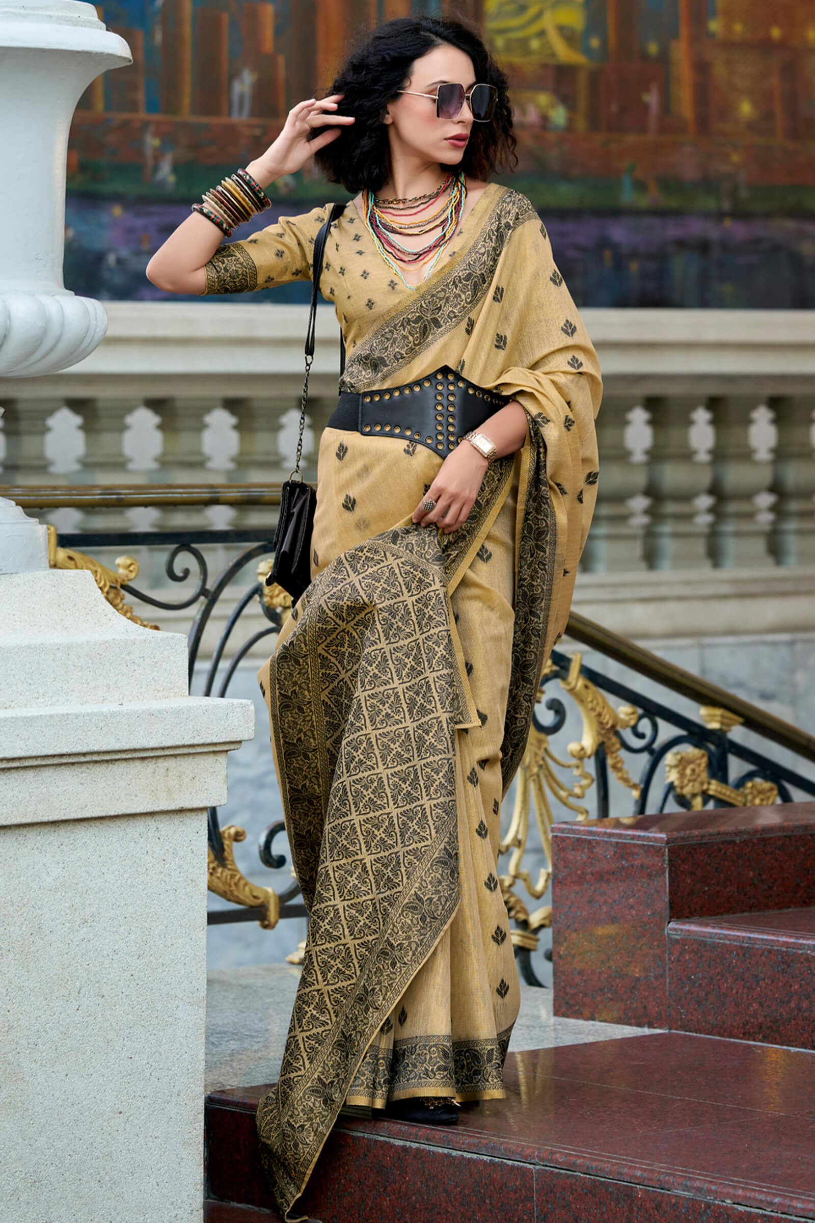 Fancifull Light Brown Cotton Silk Saree With Lissome Blouse Piece - Image 3