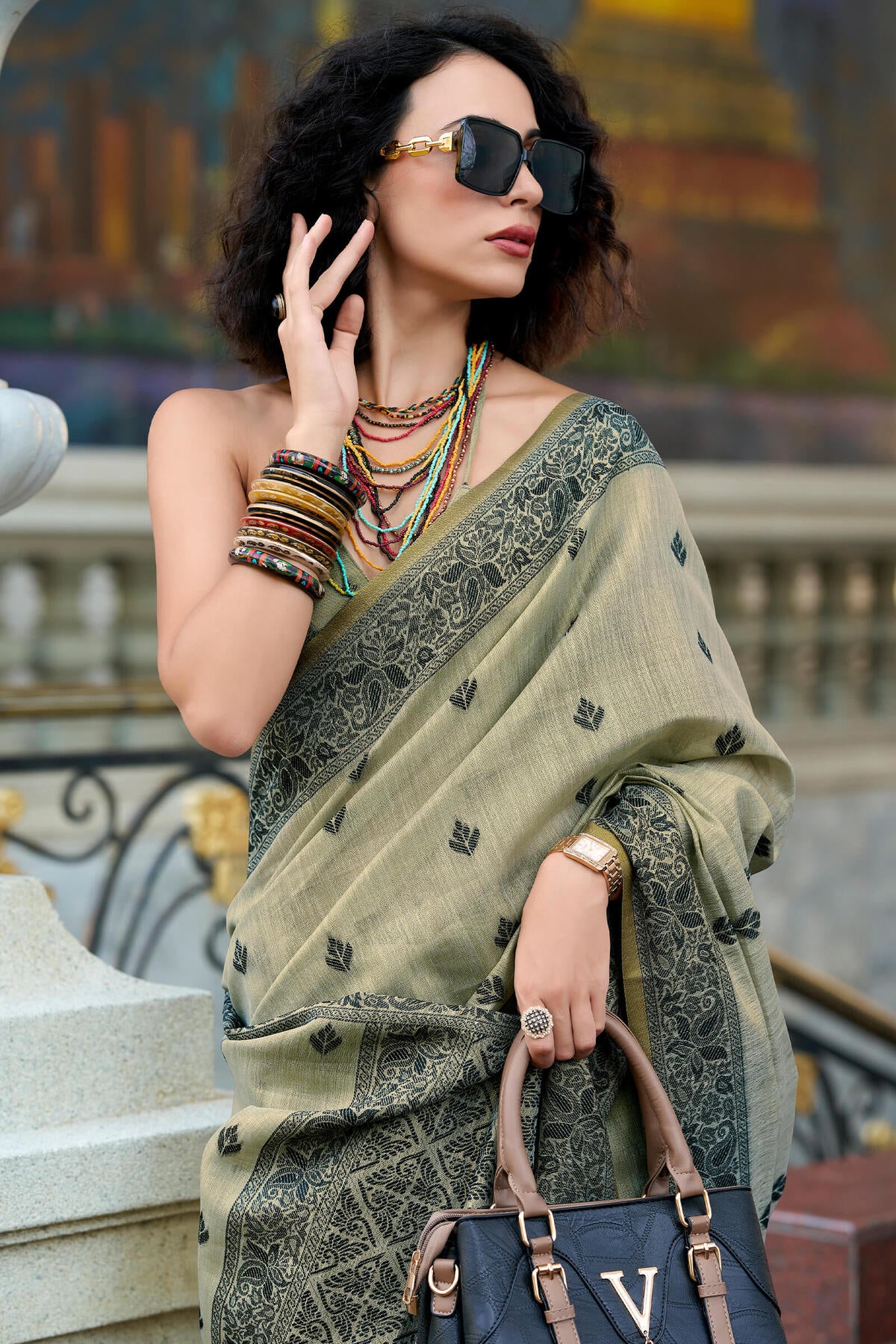 Flamboyant Beige Cotton Silk Saree With Preferable Blouse Piece - Image 3