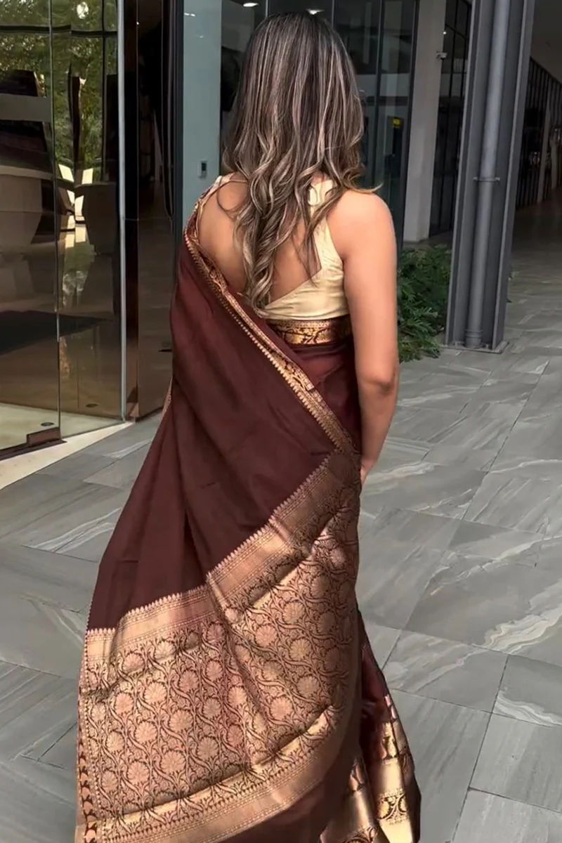 Forbearance Wine Soft Silk Saree With Devastating Blouse Piece - Image 6