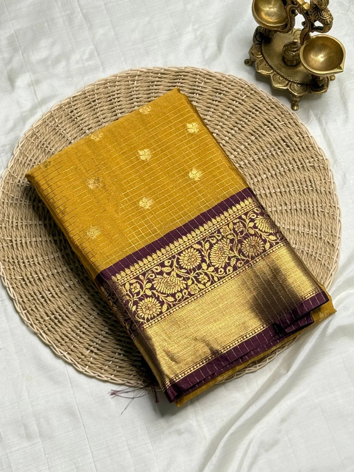 Glittering Mustard Soft Silk Saree With Scintillating Blouse Piece - Image 2