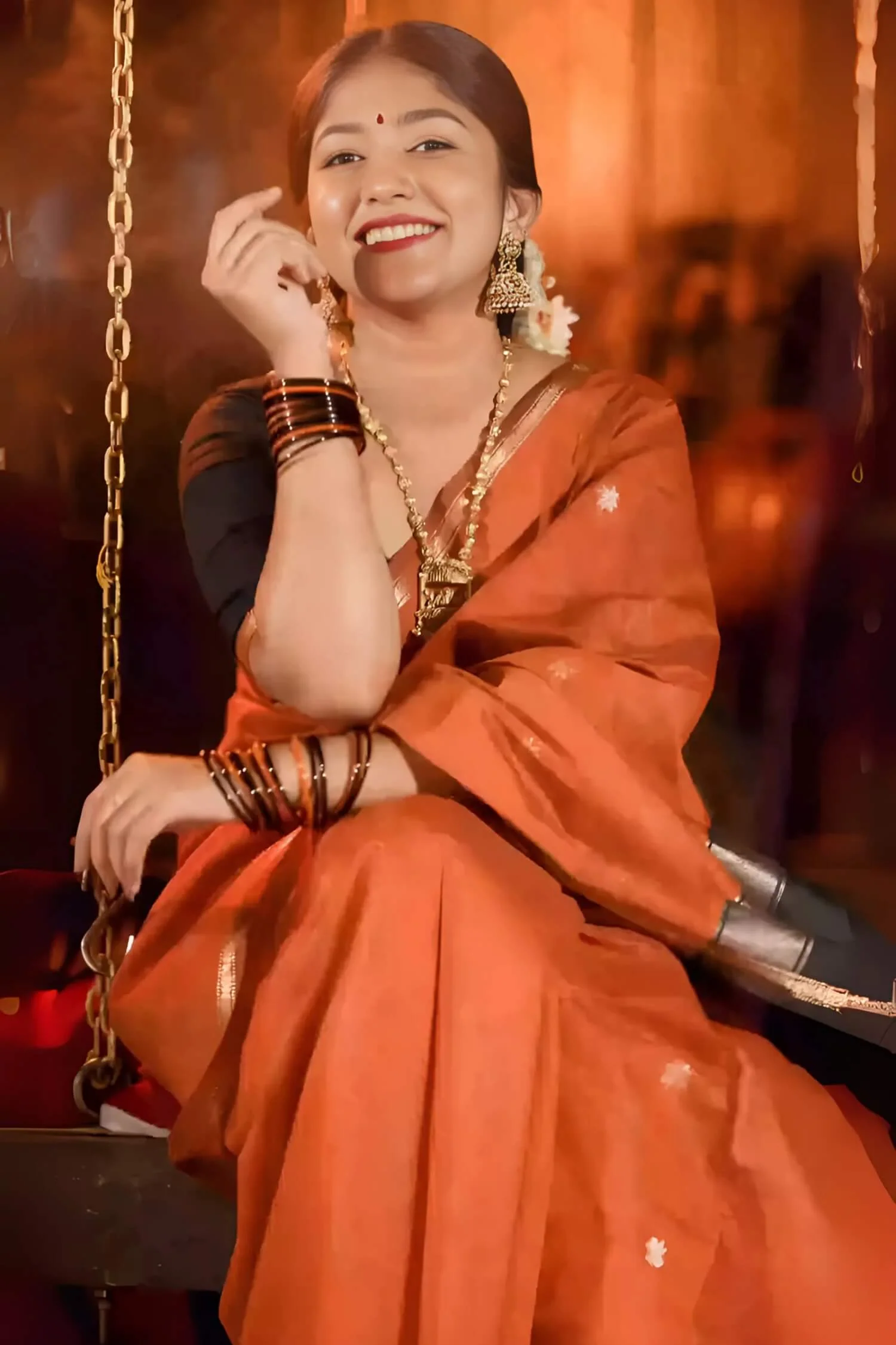 Glorious Orange Cotton Silk Saree With Entrancing Blouse Piece - Image 2