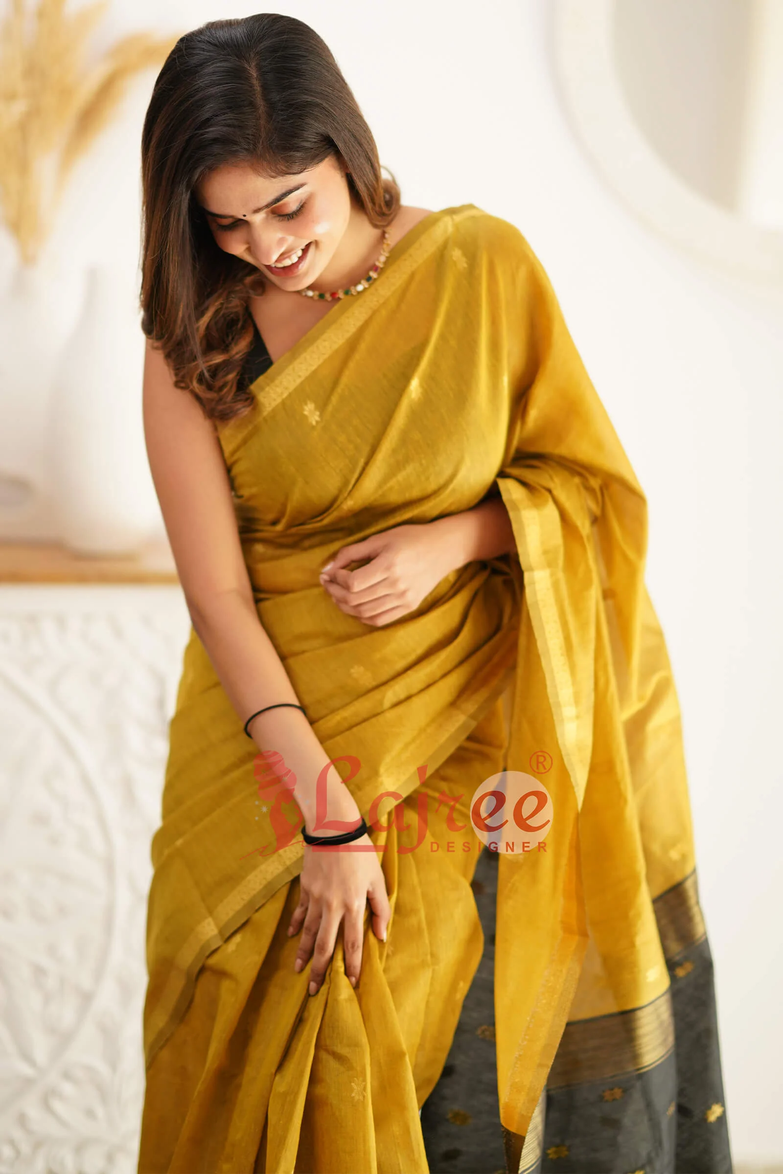 Glowing Mehndi Cotton Silk Saree With Attractive Blouse Piece - Image 5