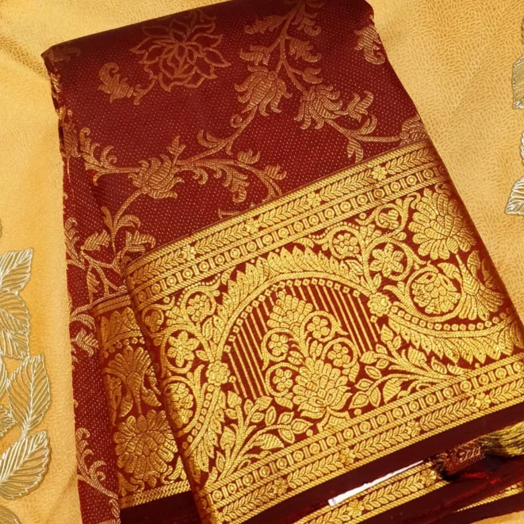 Glowing Wine Soft Banarasi Silk Saree With Quixotic Blouse Piece - Image 3
