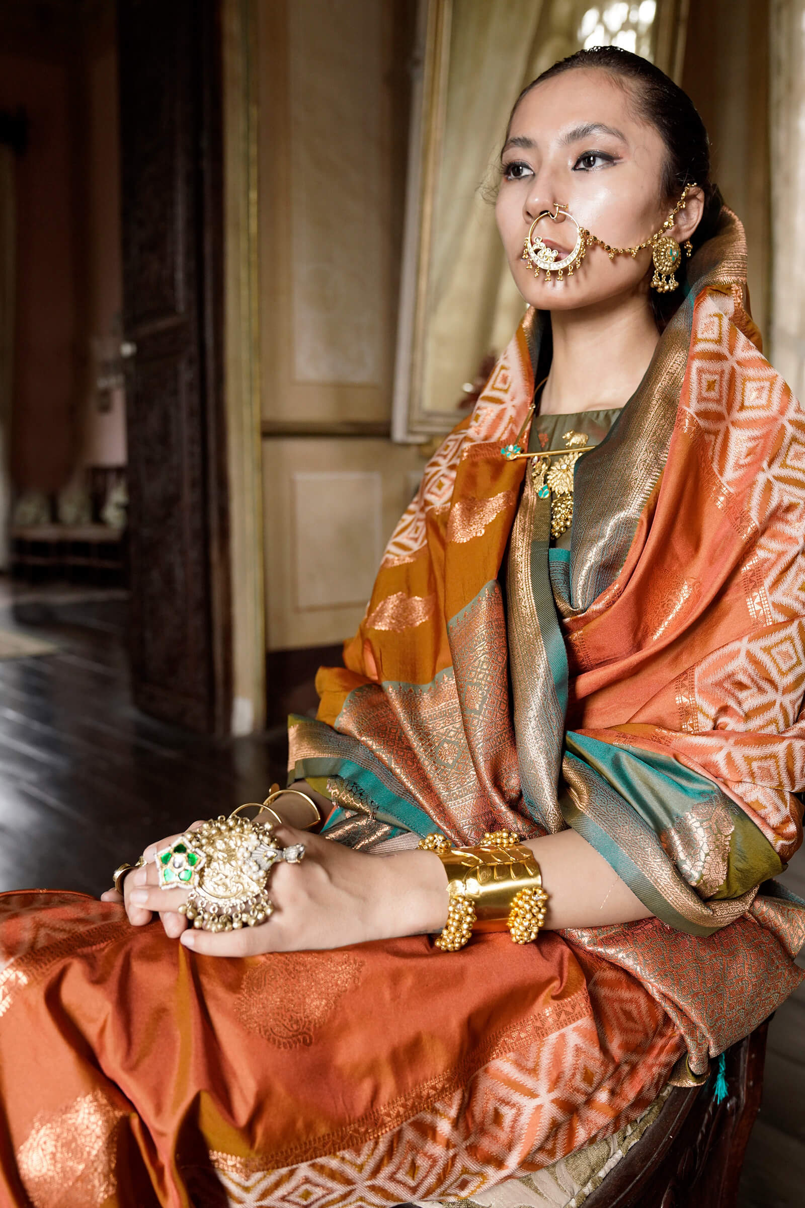 Gossamer Orange Soft Banarasi Silk Saree With Tantalizing Blouse Piece - Image 2
