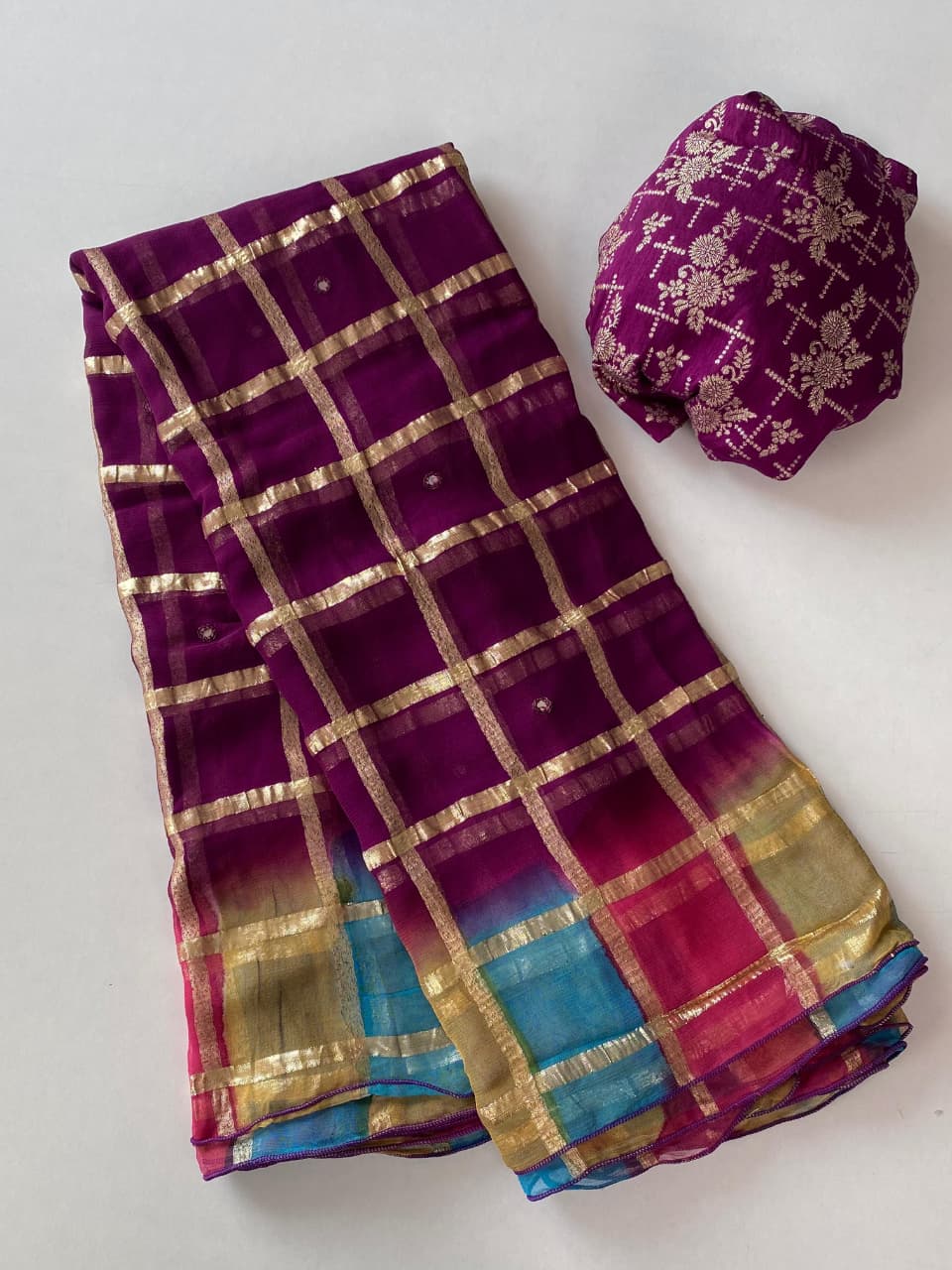 Groovy Purple Zari Weaving Pure Viscose Georgette Saree With Gossamer Blouse Piece - Image 2