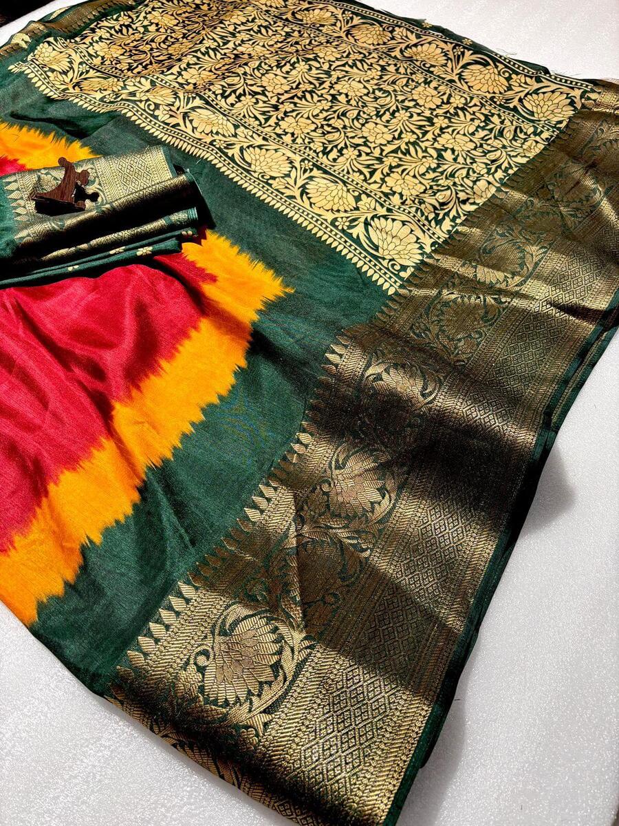 Hypnotic Maroon Banarasi Dola Silk Saree With Eloquence Blouse Piece - Image 4