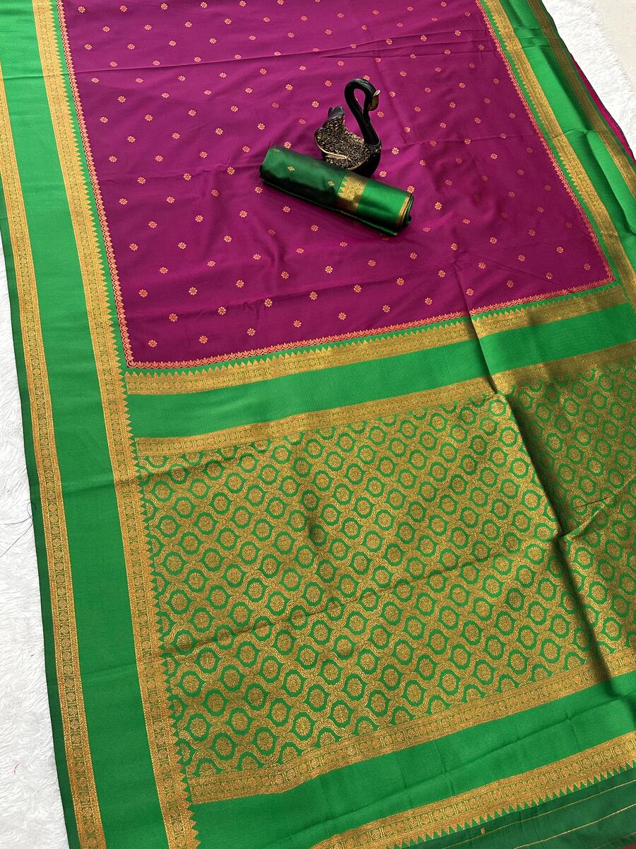 Impressive Wine Soft Banarasi Silk Saree With Lovely Blouse Piece - Image 2