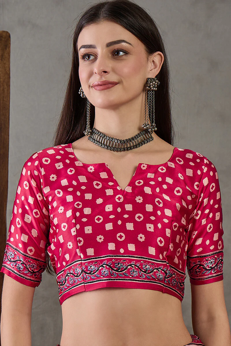 Inimitable Off White Ajrakh Printed Semi Modal Silk Saree With Assemblage Blouse Piece - Image 4