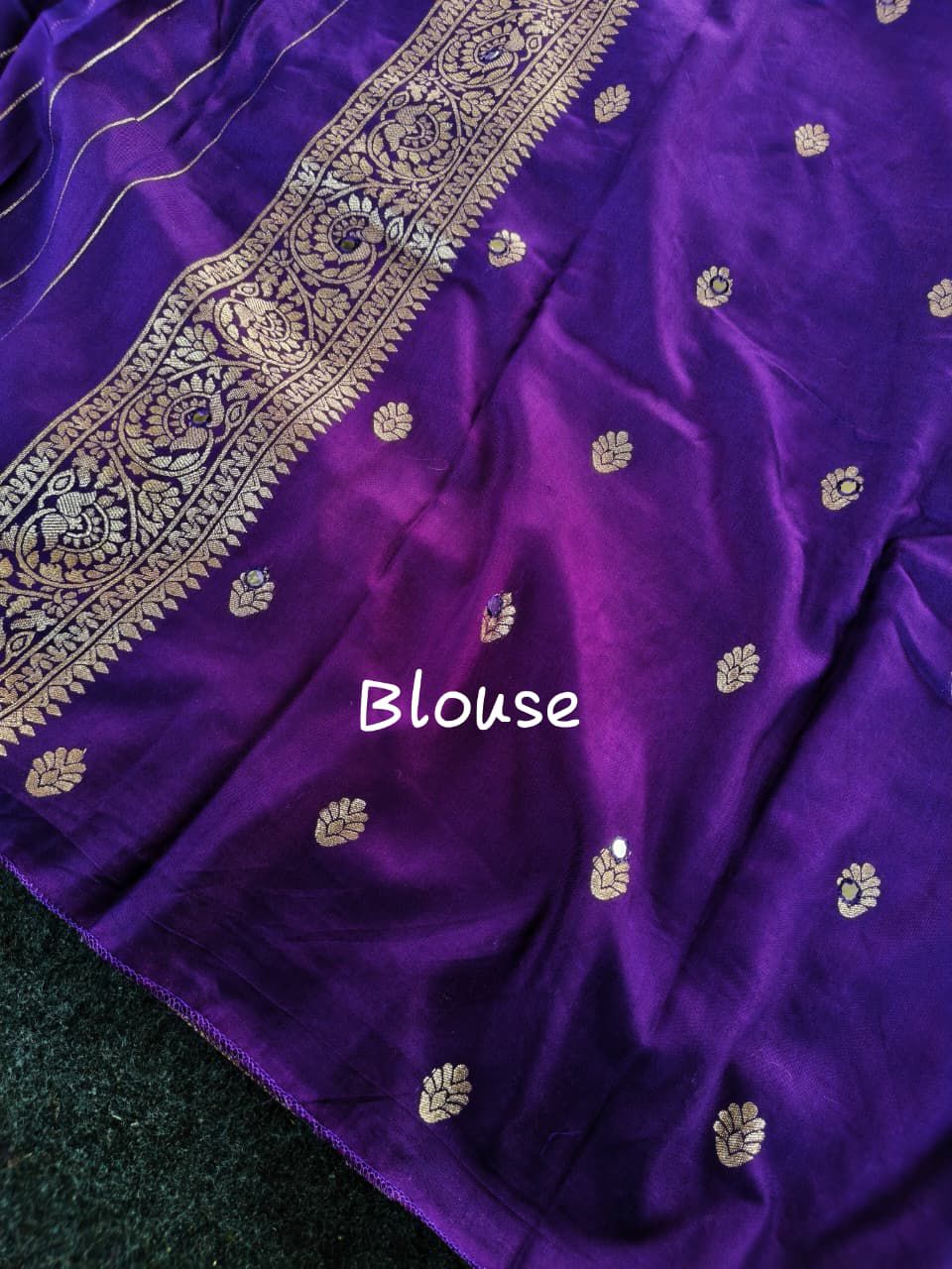 Intricate Purple Embroidery Work Dola Silk Saree With Fairytale Blouse Piece - Image 3
