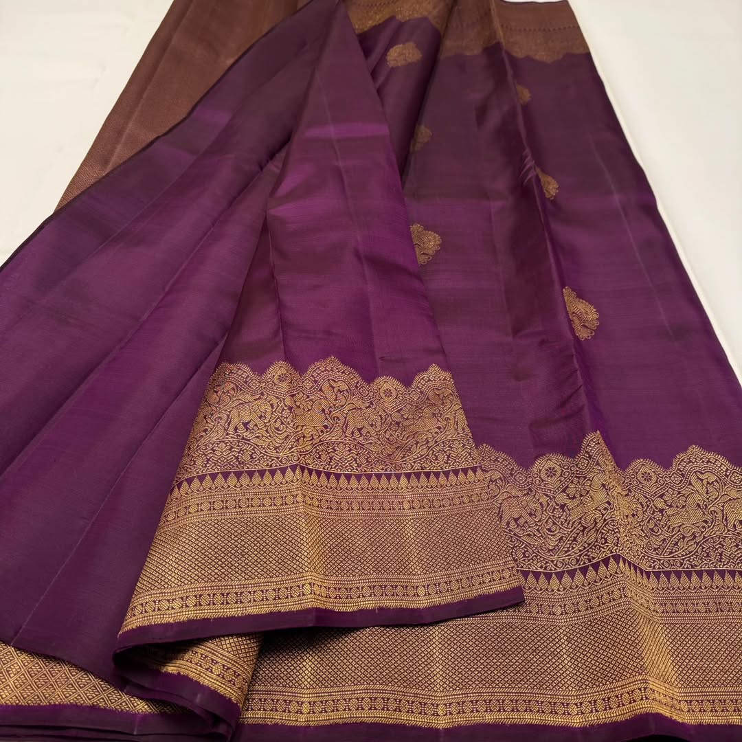 Intricate Purple Soft Banarasi Silk Saree With Seraphic Blouse Piece - Image 2